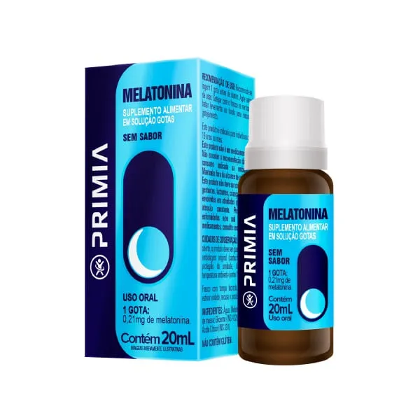Suplemento Alimentar Melatonina em Gotas Primia Sem Sabor 20ml