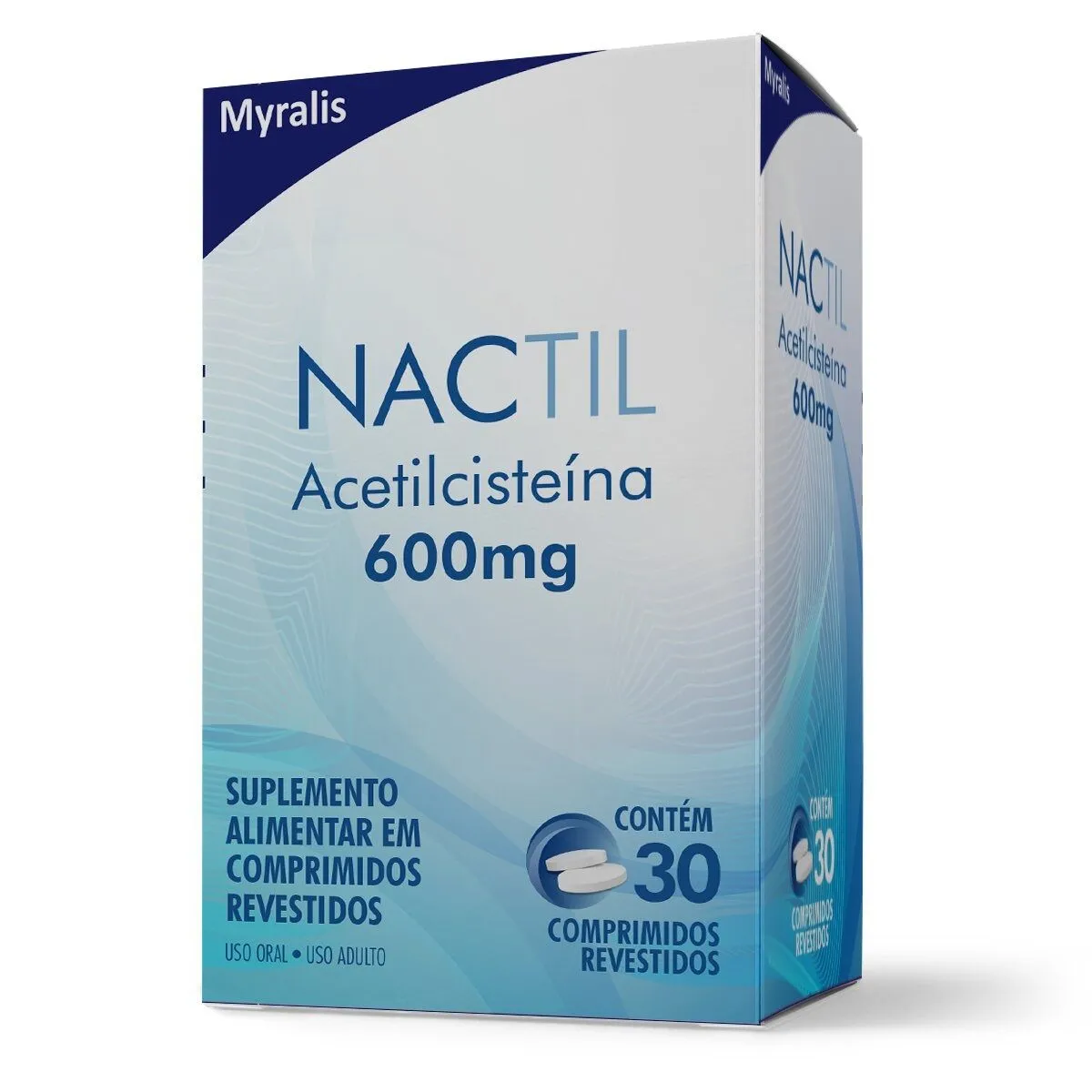 Suplemento Alimentar Nactil Acetilcisteína 600mg Com 30 Comprimidos Myralis