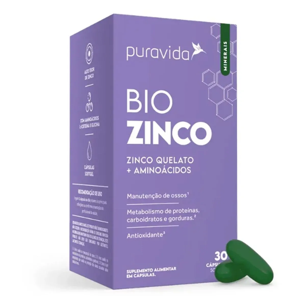 Suplemento alimentar Puravida Bio Zinco 30 cápsulas