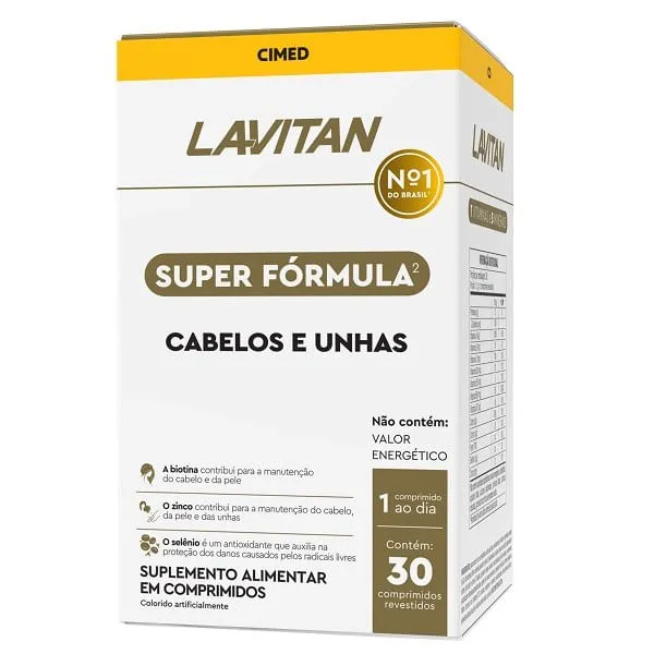 Suplemento Lavitan Cabelos e Unhas Caixa 30 Comprimidos Revestidos