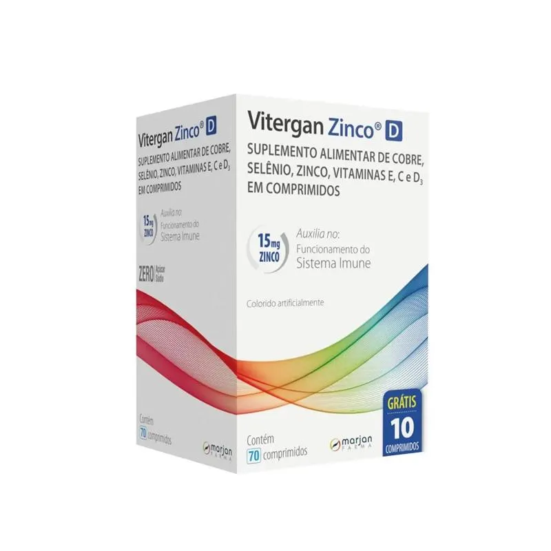 Suplemento Vitamínico Vitergan Zinco D 70 Comprimidos Marjan
