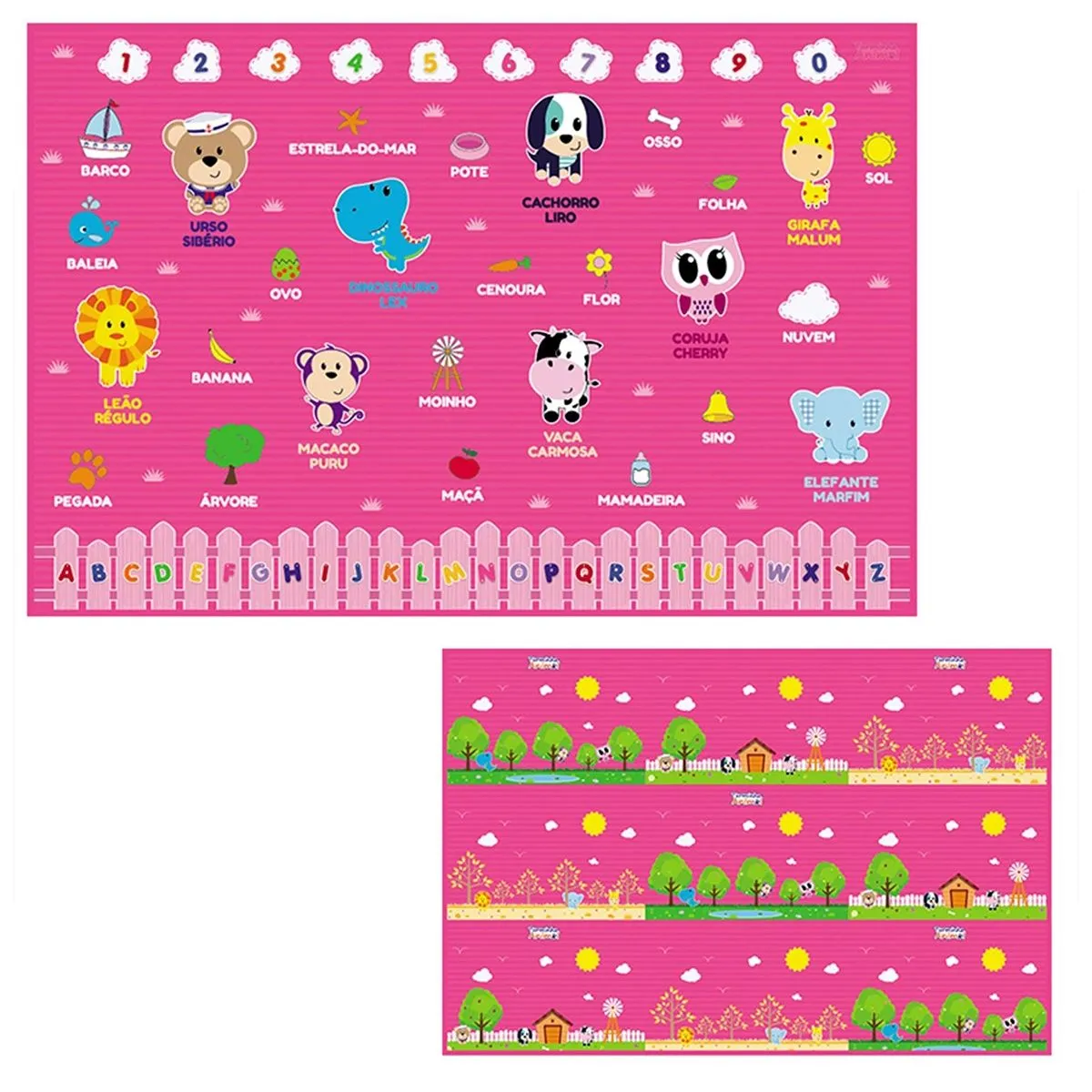 Tapete Dupla Face Turminha Animal Rosa 120X180X5Cm Unik