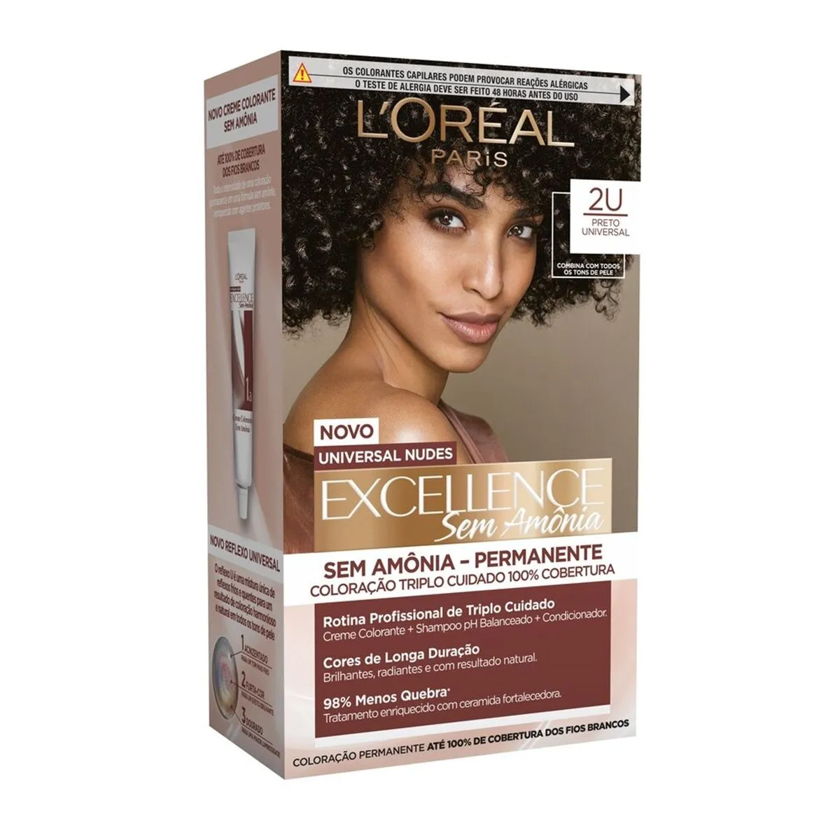 Tintura Universal Nudes Excellence Sem Amônia 2U Preto Universal L'oreal Paris
