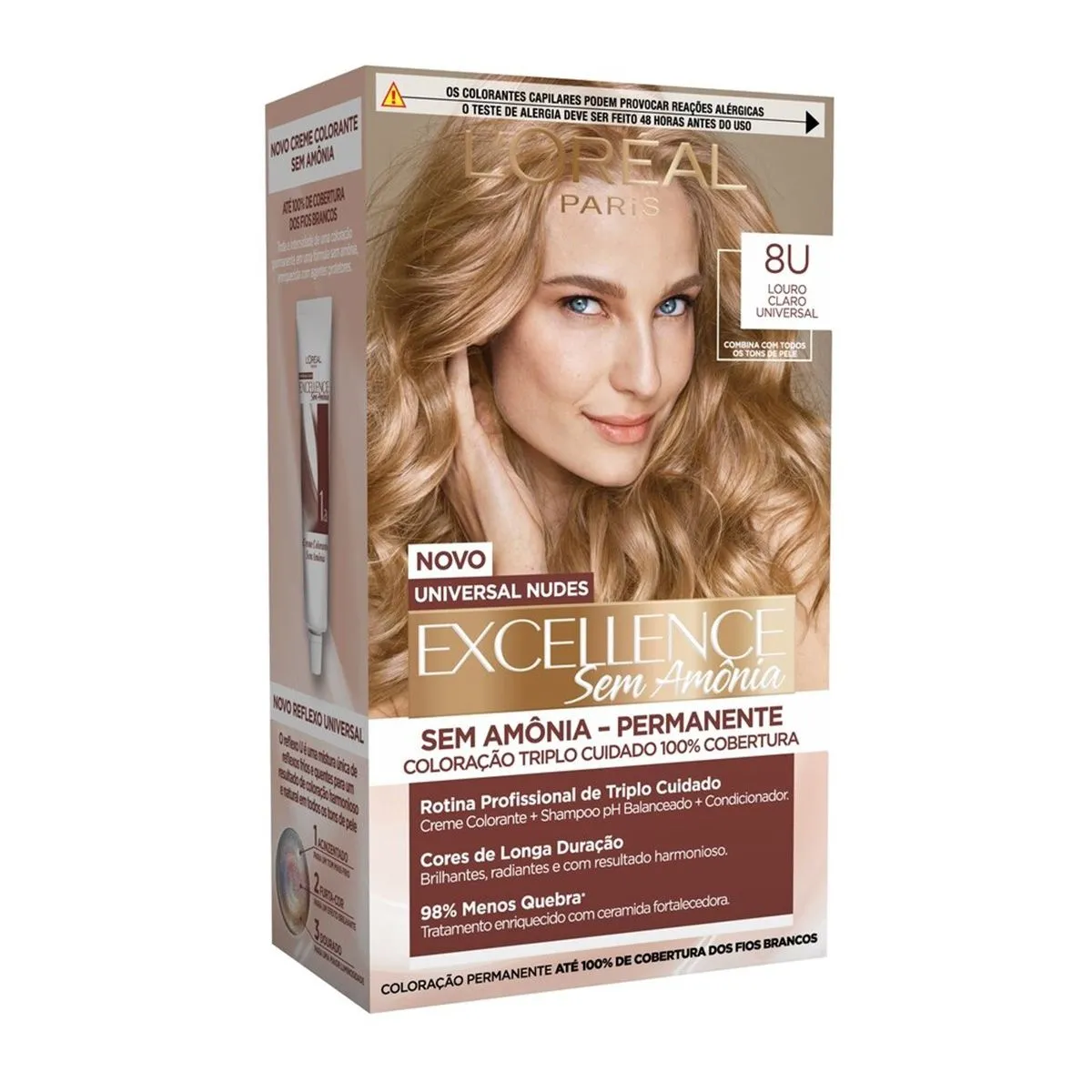 Tintura Universal Nudes Excellence Sem Amônia 8U Louro Claro Universal L'oreal Paris