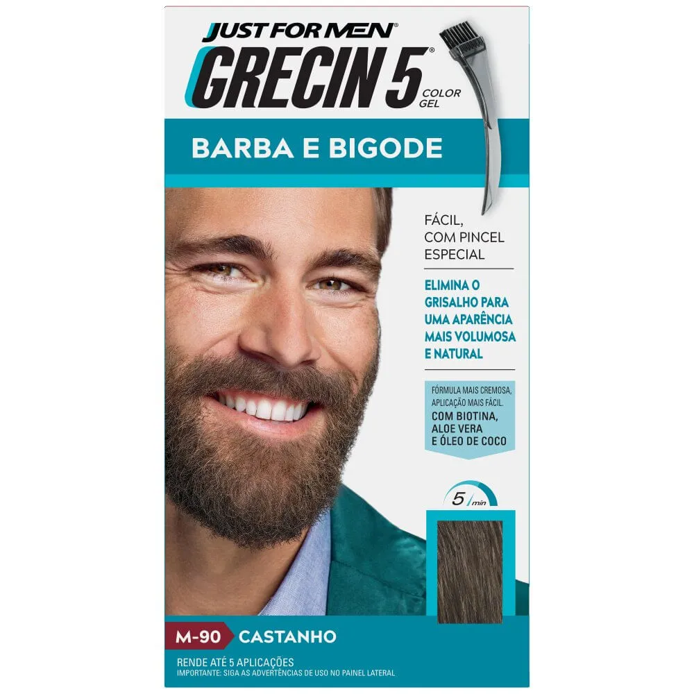 Tonalizante Grecin 5 Barba e Bigode Castanho 1 Kit