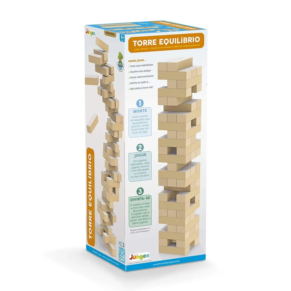 Torre Equilíbrio Madeira Com 54 Peças Junges
