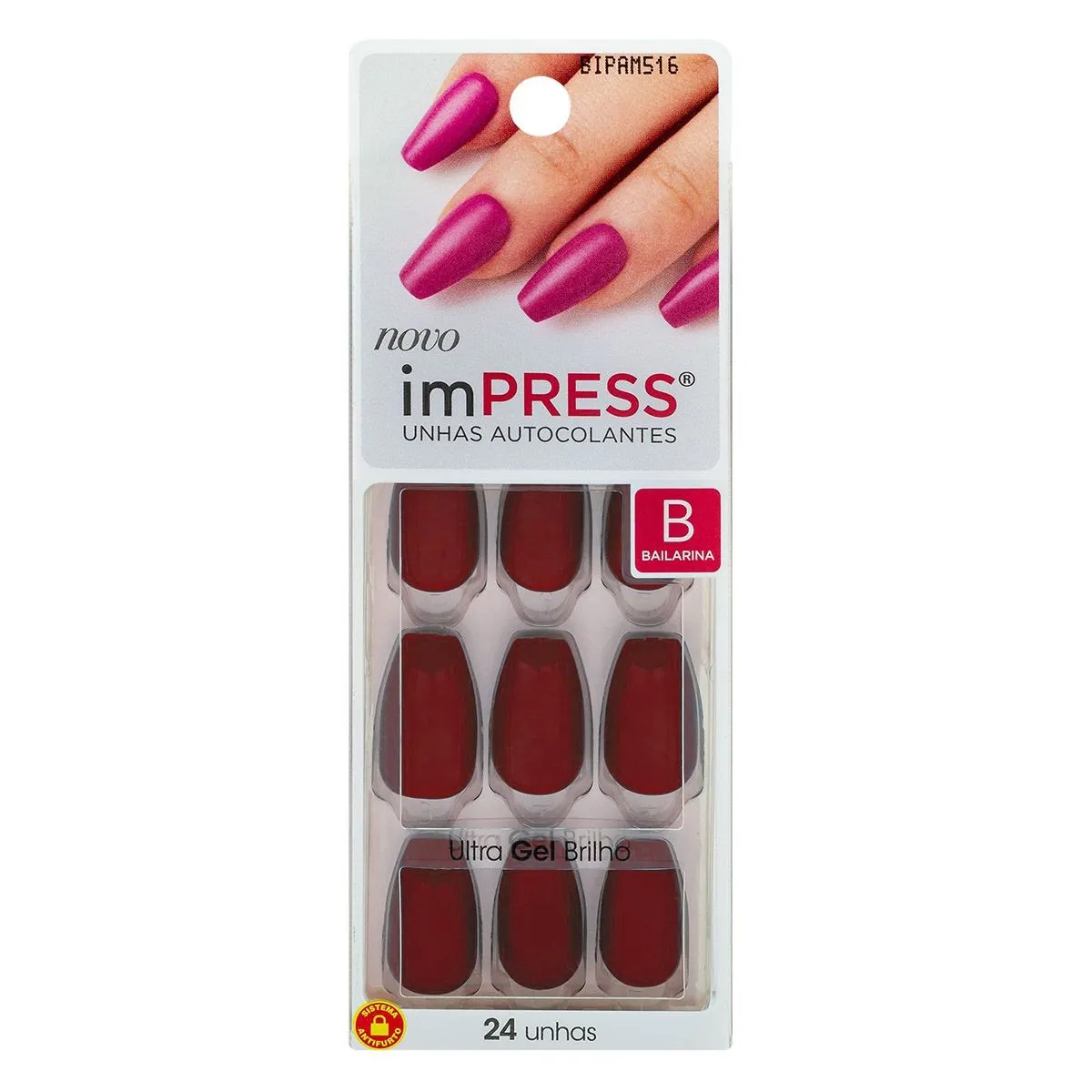 Unhas Autocolantes Impress Bailarina Ruby 24 Unhas Kiss New York