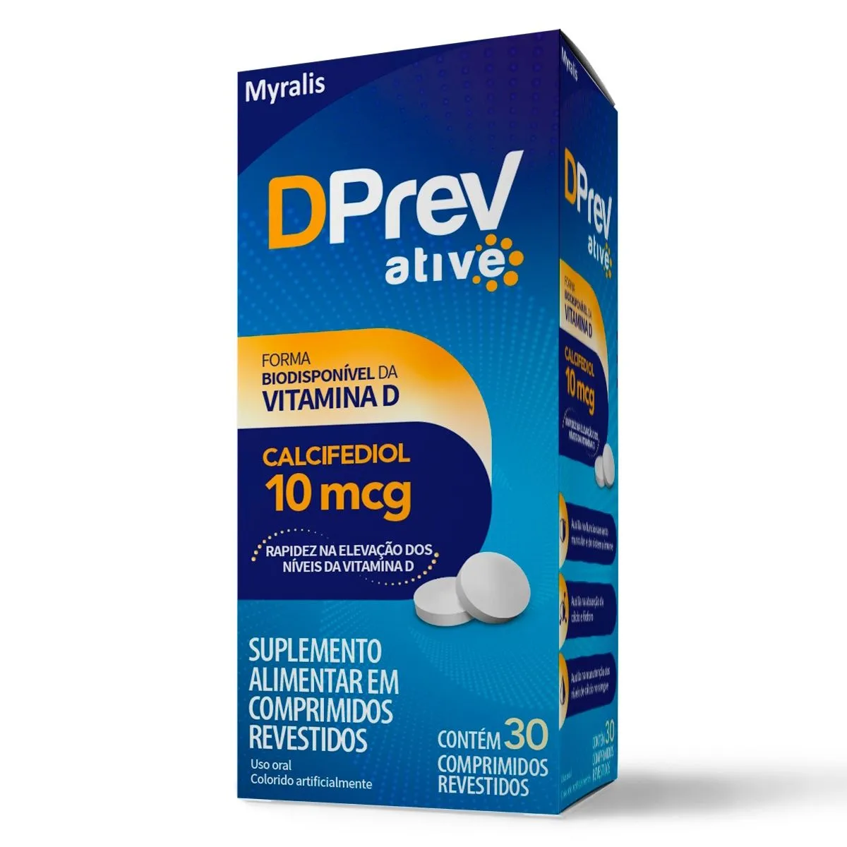 Vitamina D DPrev Ative Calcifediol 10mcg Com 30 Comprimidos Revestidos Myralis