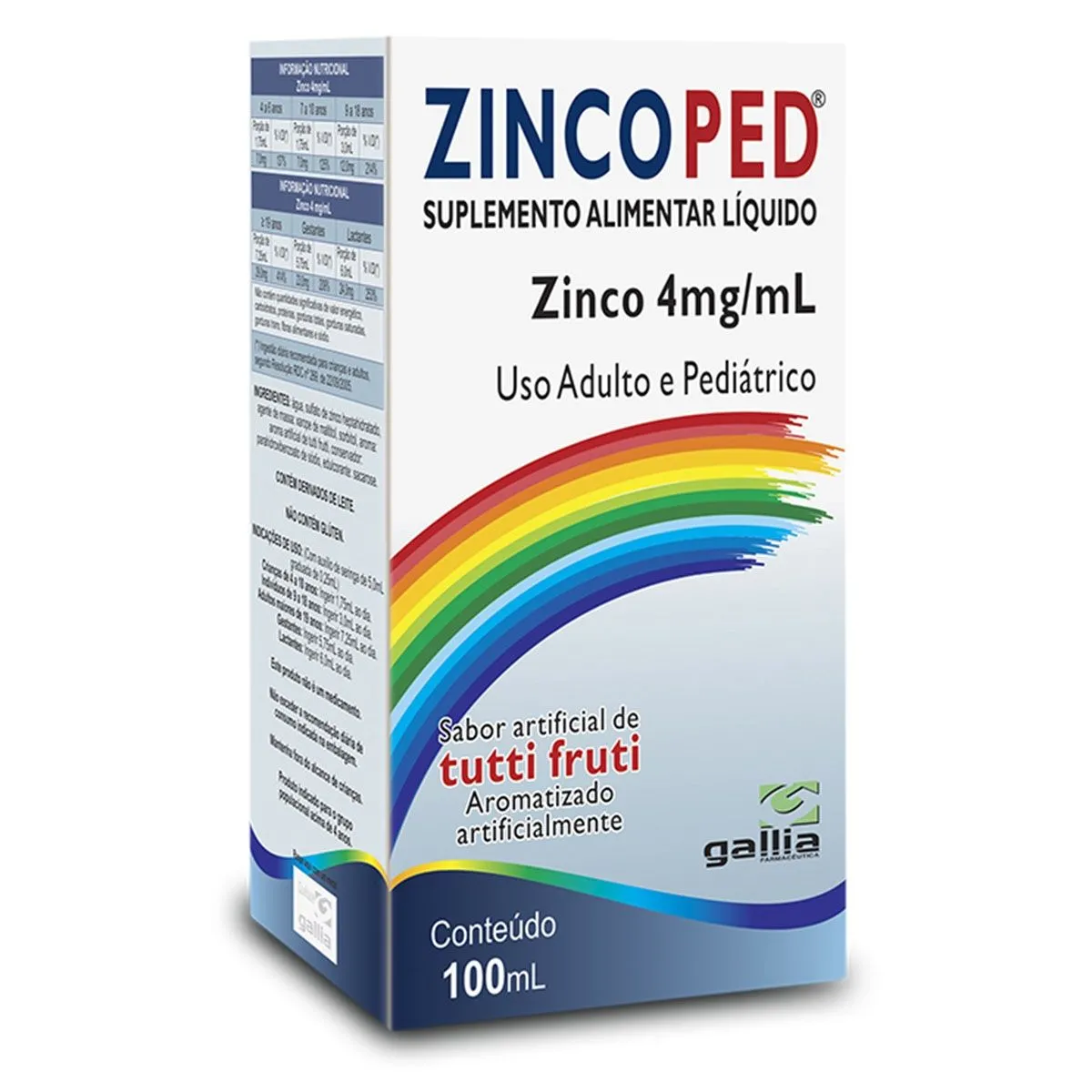 ZincoPed 4mg/ml Sabor Tutti Fruti 100ml Gallia